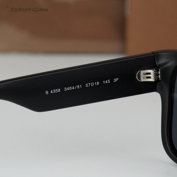 Burberry Men Sunglasses Black Grey Polarized Rectangle BE4358 KNIGHT 346481 NEW - Picture 4 of 10